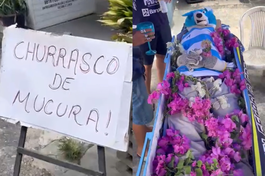 Torcedores azulinos fazem churrasco de mucura e velório do Lobo em Belém