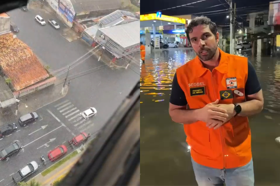Maior chuva em cinco meses atinge Belém e prefeito acompanha operações nas ruas