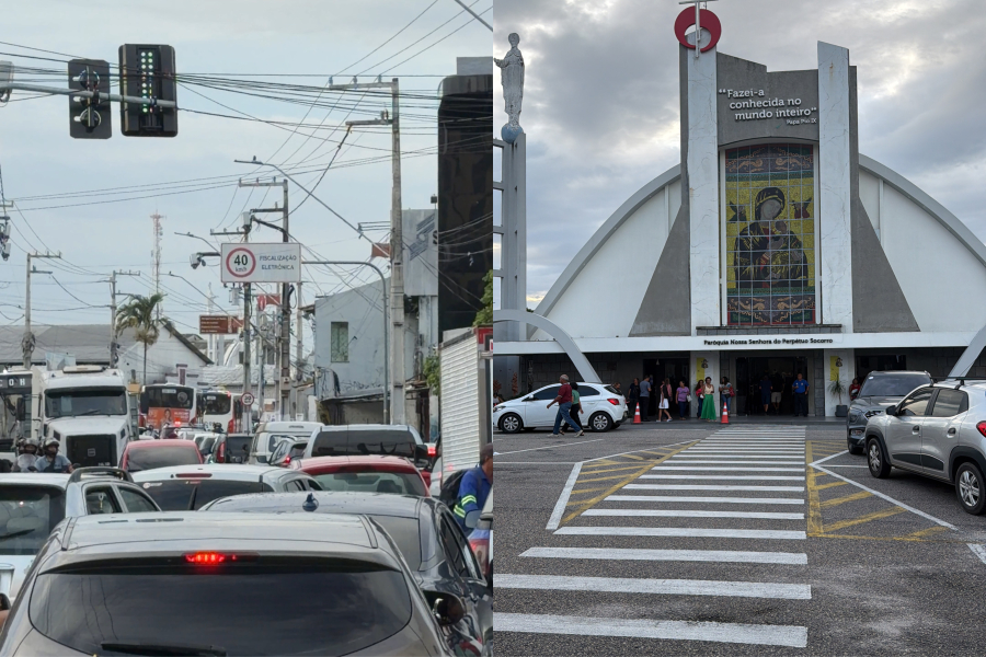 Fluxo de veículos aumenta no Telégrafo durante novena do Perpétuo Socorro