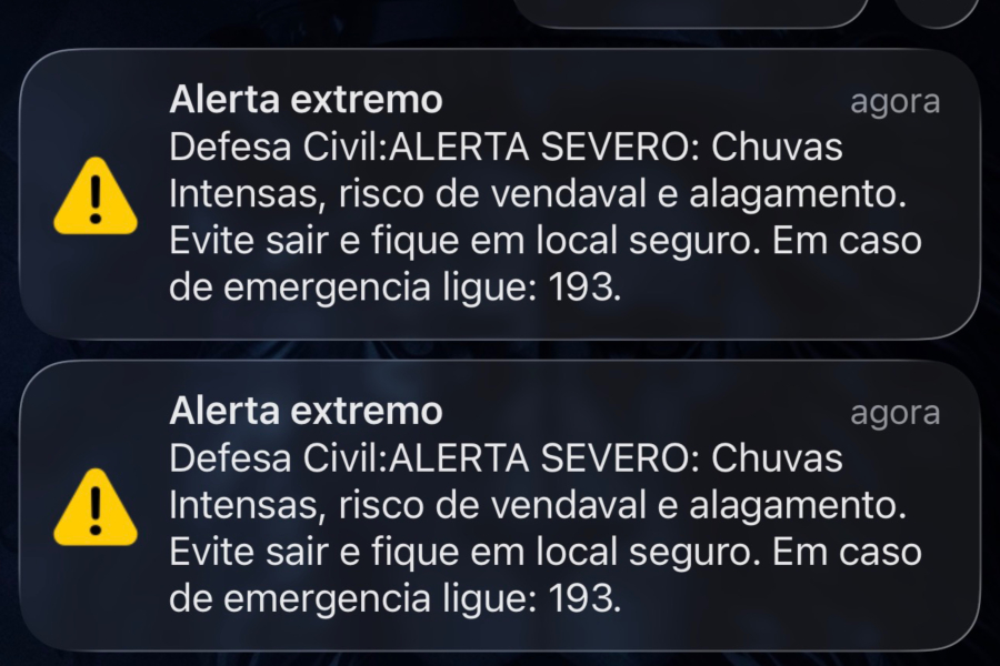 Sirene nos celulares: Defesa Civil emite alerta por causa da chuva em Belém