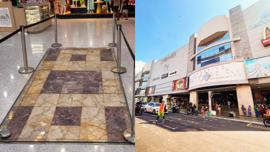 Trecho do piso original do antigo Iguatemi Belém é retirado e substituído por novo revestimento