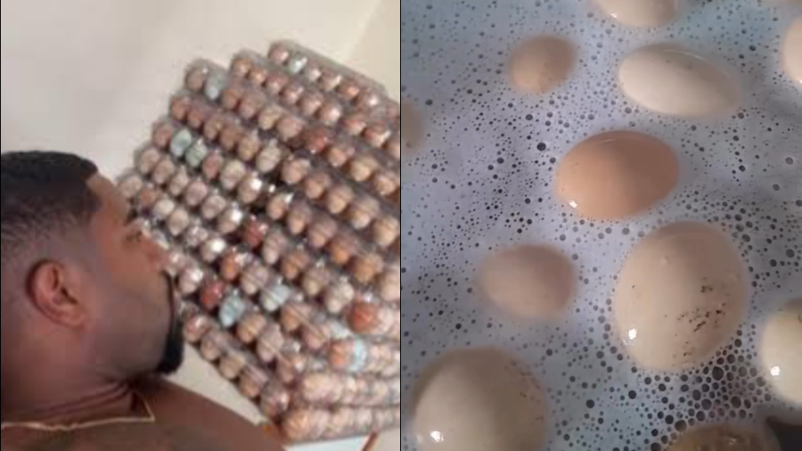 Vídeo de ovos de Davi Brito em água com sabão gera debate; nutricionista explica forma correta de higienizar