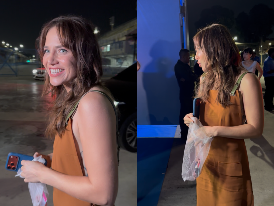 Letícia Colin surge com saco plástico no Rio Fashion Week e diverte: “Esqueci minha bolsa”