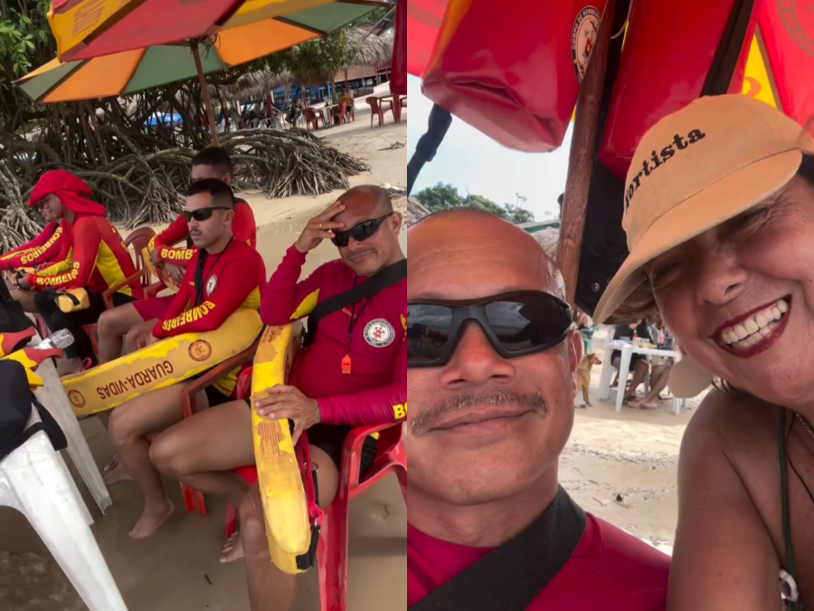 Loba! Turista se encanta com guarda-vidas de Soure durante visita ao Marajó