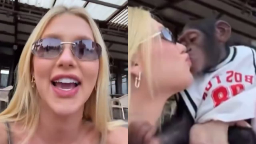 Virginia Fonseca vira alvo de críticas após vídeo beijando macaco em zoológico de Dubai