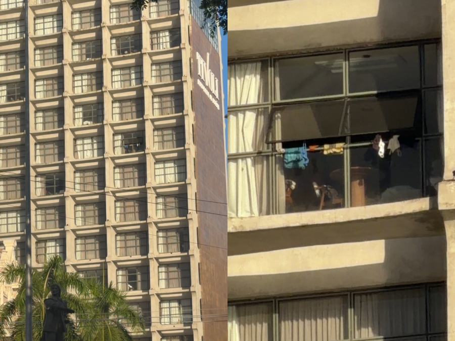 Com o calor de Belém, hóspede improvisa varal na janela de hotel