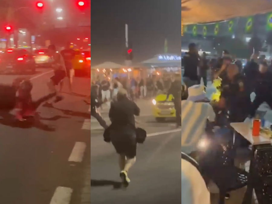 Torcedores argentinos se envolvem em confusão em Copacabana, no Rio de Janeiro, após derrota na Copa do Mundo