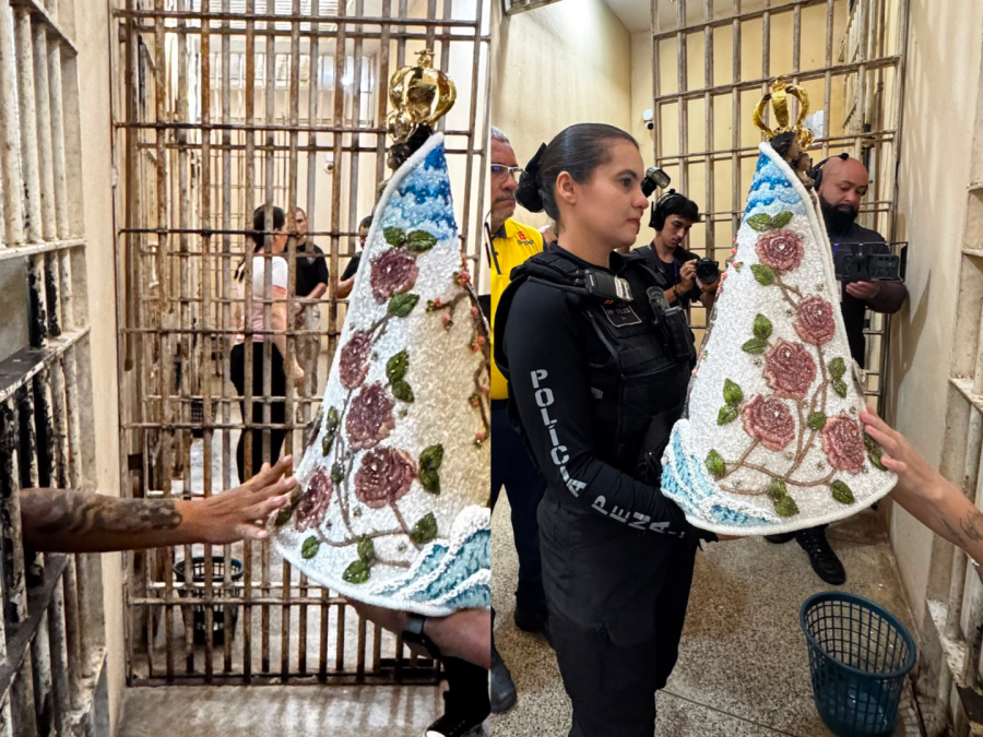 Imagem Peregrina de Nossa Senhora de Nazaré visita presídio em Santarém, no Pará