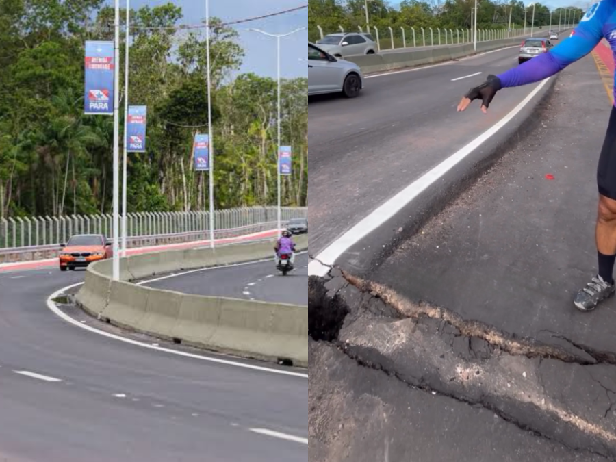 Ciclista denuncia novas rachaduras em elevado da Avenida Liberdade, em Belém, e cobra providências