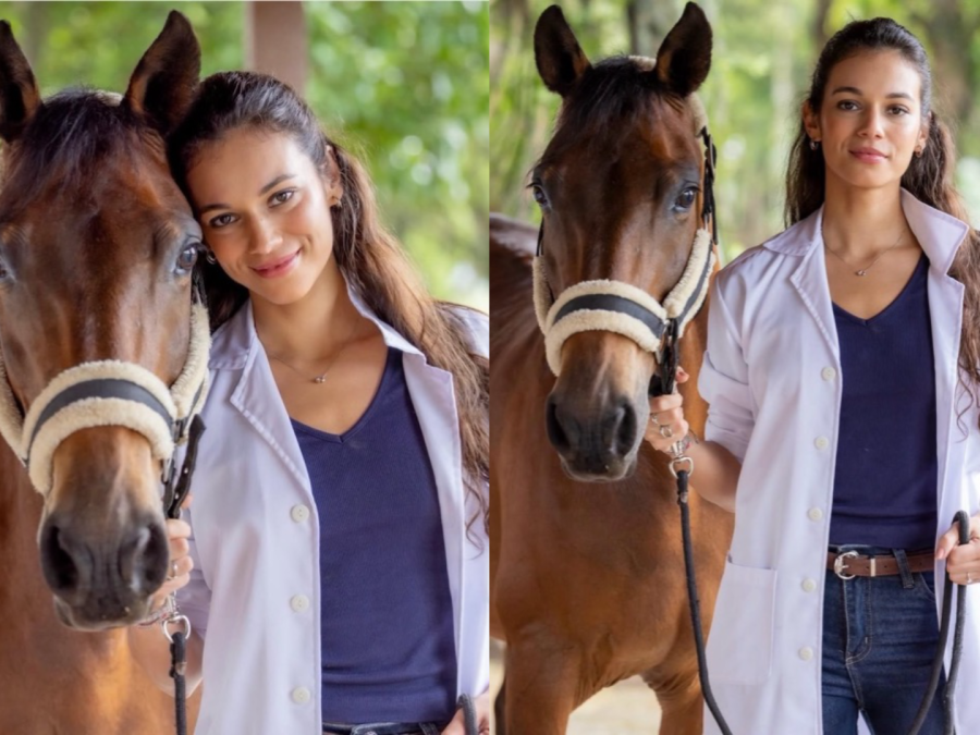 Alane Dias aparece caracterizada como veterinária em sua estreia na próxima novela das 18h da Globo