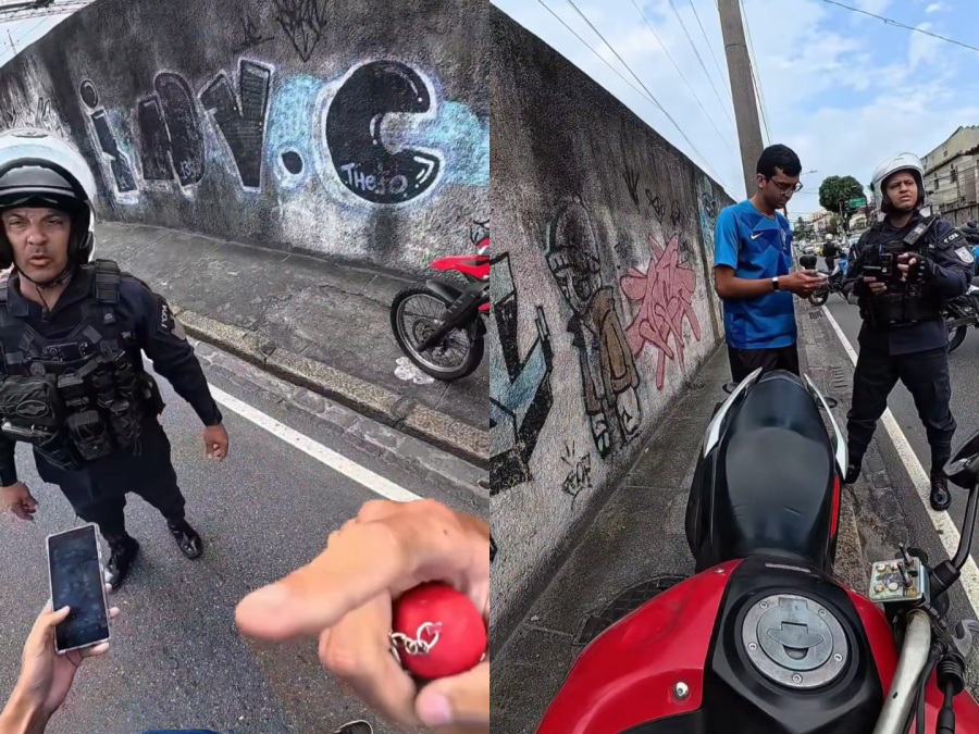 Motociclista usa câmera no capacete para provar que não avançou sinais vermelhos durante abordagem policial no Rio
