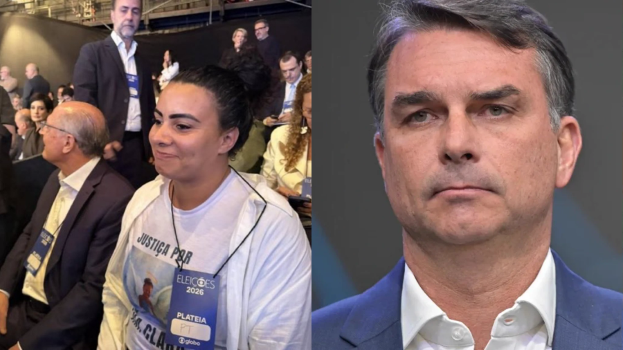 Mãe de menina morta aos 5 anos por PM está na primeira fila do debate da Globo; Flávio Bolsonaro defendeu o acusado